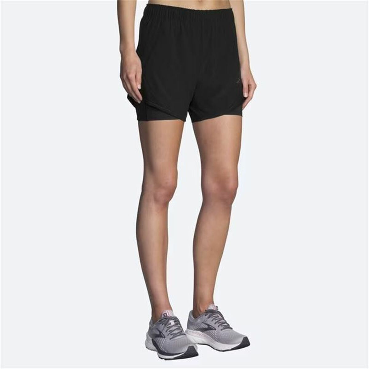 Black 2-in-1 sports shorts by Brooks for women