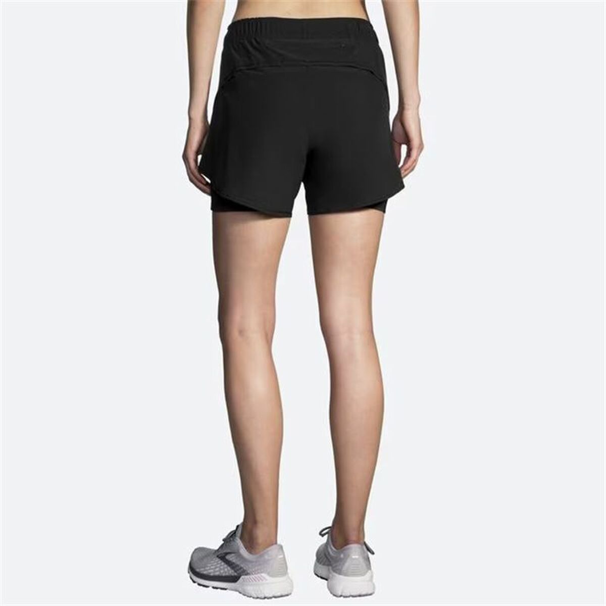 Black 2-in-1 sports shorts by Brooks for women