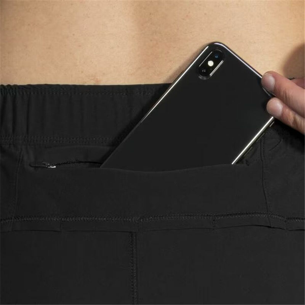 Black 2-in-1 sports shorts by Brooks for women
